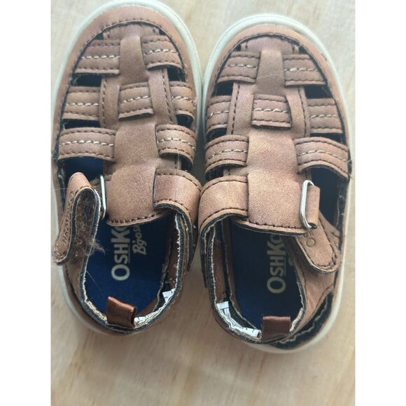 Oshkosh toddler shoes- Anchor, Size 4 Hook And Loop Brown - Picture 1 of 5